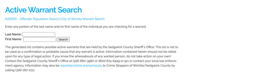 warrant search for wichita sedgwick county